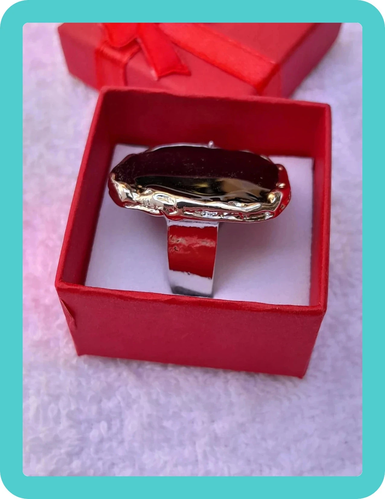 Grote ovale ring, zwart gekleurde steen, maat 60 – photo 2